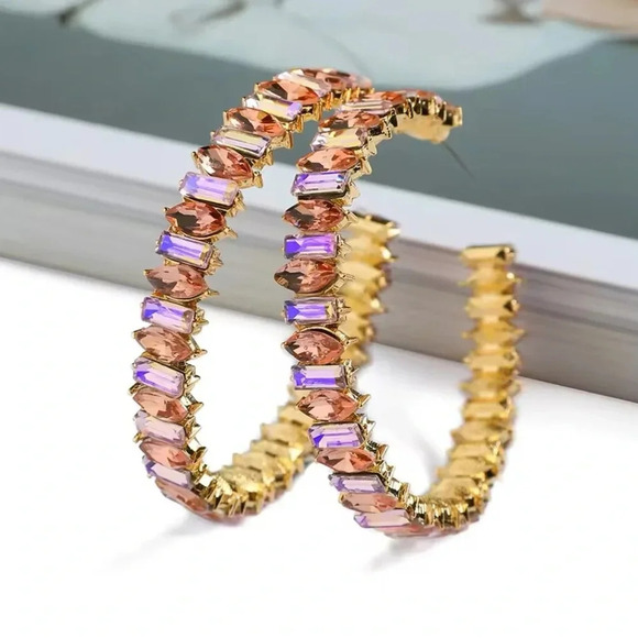 Selina Crystal Hoop Earrings - Picture 3 of 4